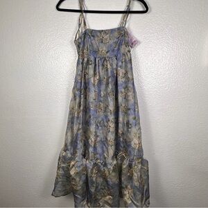 Wild Fable Women's Blue Floral Satin Midi
Dress Sleeveless XXS